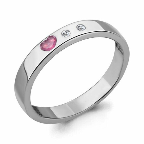 фото Кольцо aquamarine кольцо из серебра 68340ав 68340ав серебро, 925 проба, родирование, фианит, размер 18.5, розовый