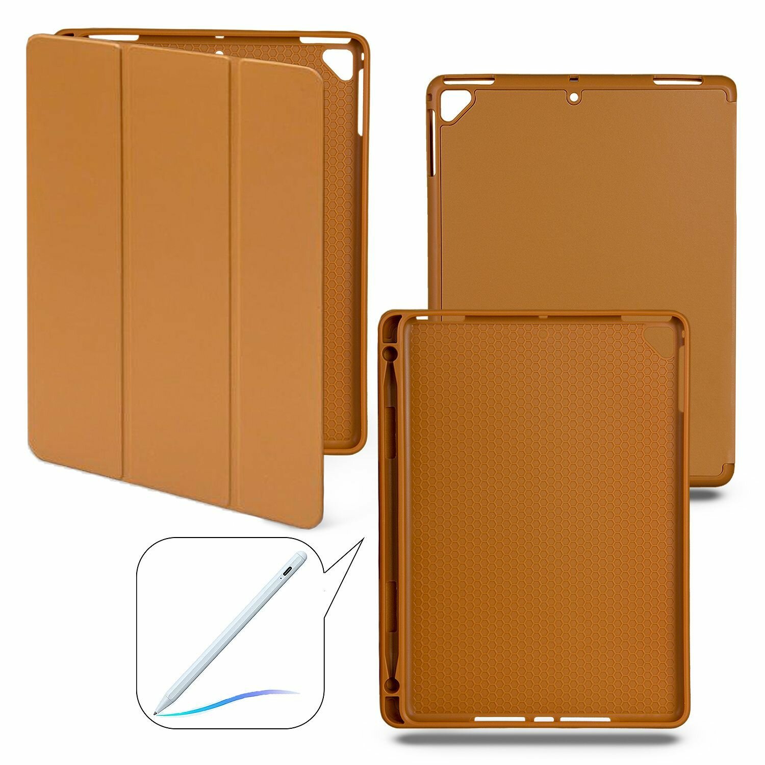 Чехол-книжка iPad 5/6/Air/Air 2 с отделением для стилуса коричневый