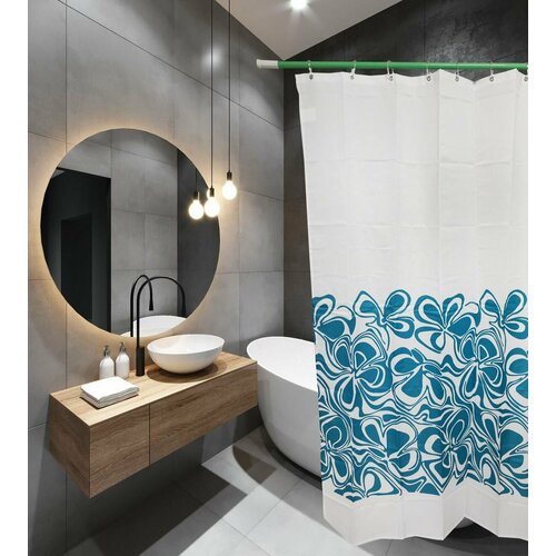 Штора для ванной комнаты 180х180 фотопринт Polyester 61093 с кольцами Анютины глазки (П182) SANTREK HOME