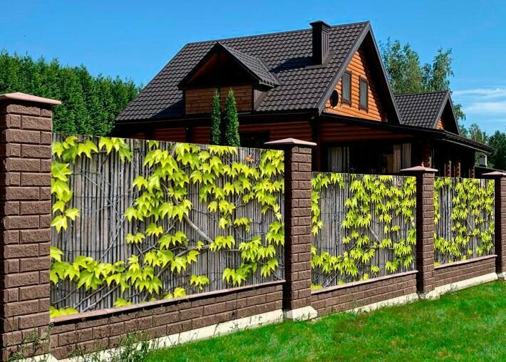 Фотосетка для забора и фасада 2,5 х 1,5 м без люверсов / Плющ