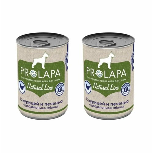 Prolapa консервы для собак Natural Line с курицей, печенью и яблоками, 400 г, 2 штуки