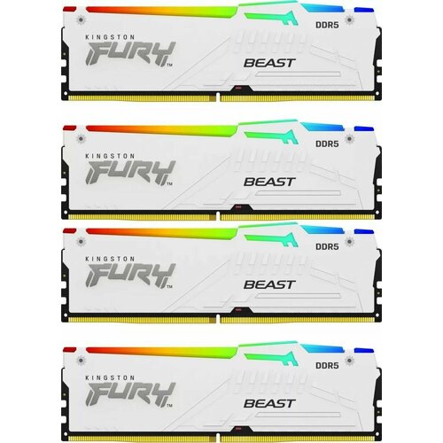 Модуль памяти Kingston 128GB DDR5 5200MHz DIMM FURY Beast White RGB KF552C40BWAK4-128 4х32gb CL40 5382200₽