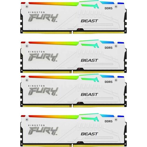 Модуль памяти Kingston 128GB DDR5 5200MHz DIMM FURY Beast White RGB KF552C40BWAK4-128 (4х32gb), CL40