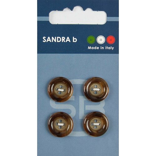 Пуговица Sandra b, круглая, пластиковая, 24L, коричневая, 4 шт в упаковке