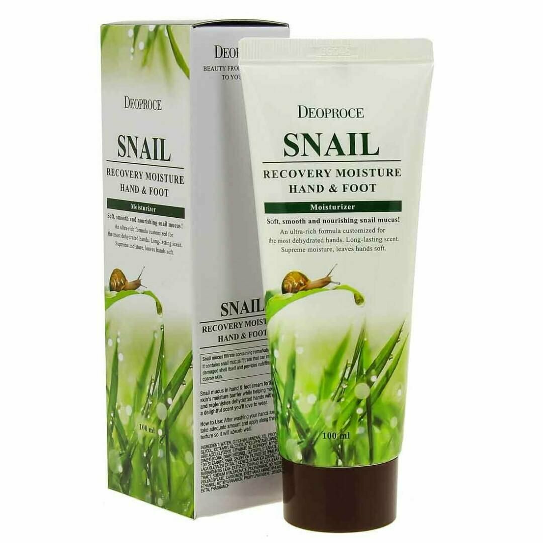 Крем для ног и рук с муцином улитки Deoproce Moisture Hand & Foot Snail Recovery 100мл - фото №2