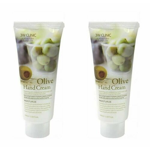 питательный крем для рук с экстрактом оливы hand cream olive 100мл 3W Clinic Крем для рук увлажняющий с экстрактом оливы 100 мл - 2 штуки