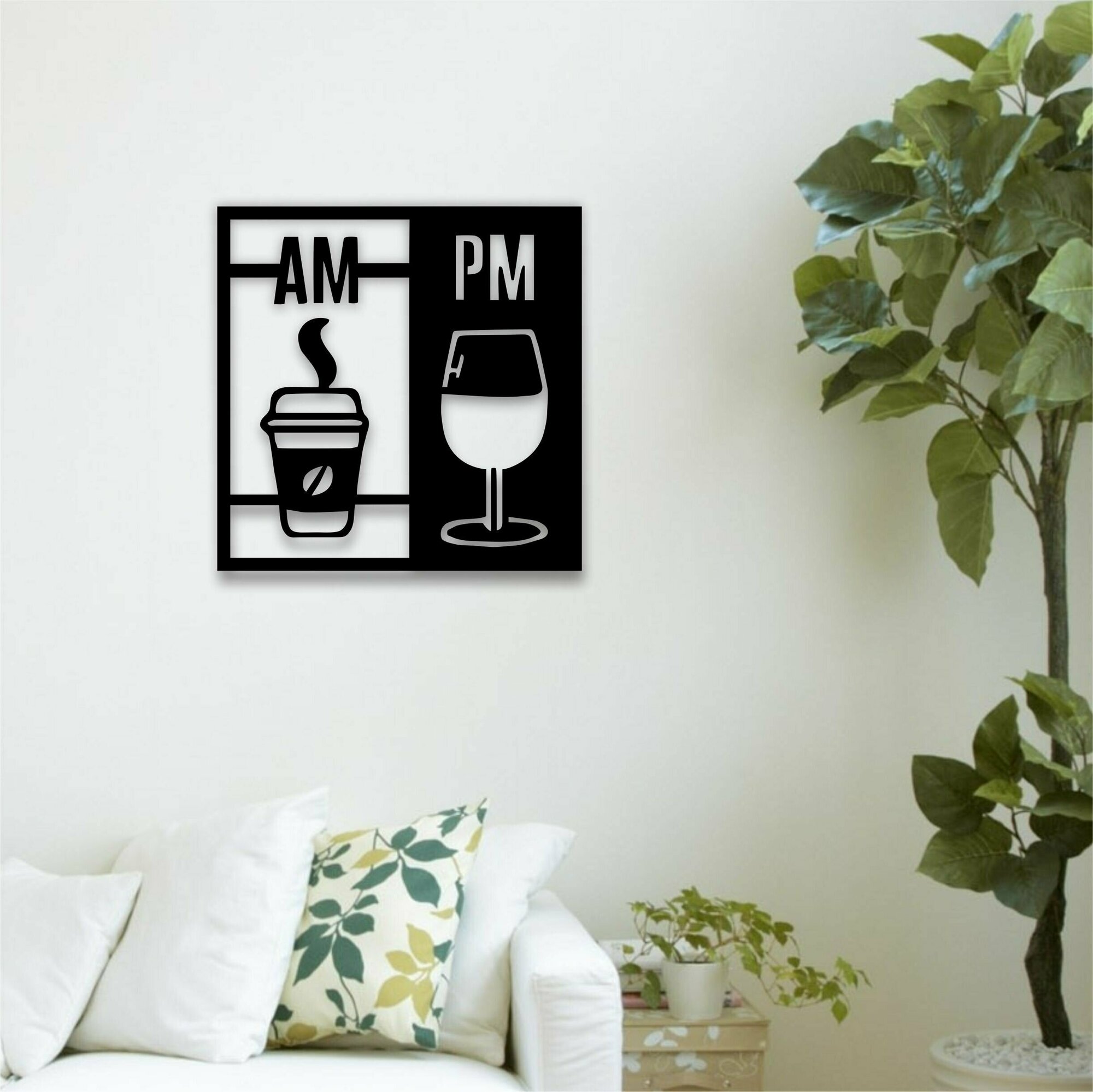 фото Панно настенное из дерева "День/Ночь" 50х50см / декор для дома