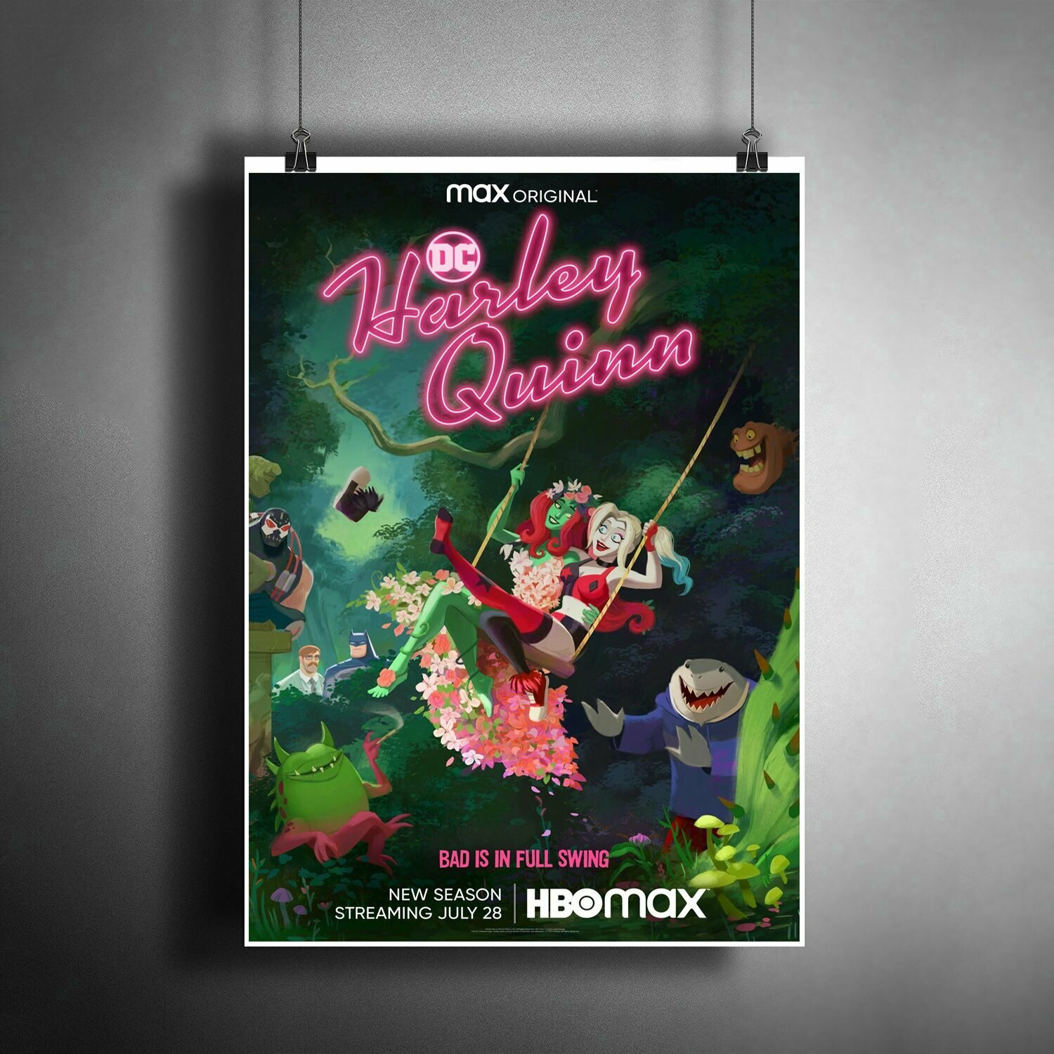 Постер плакат для интерьера "Мультсериал: Харли Квинн (Harley Quinn). Комиксы DC" / Декор дома офиса комнаты квартиры детской A3 (297 x 420 мм)