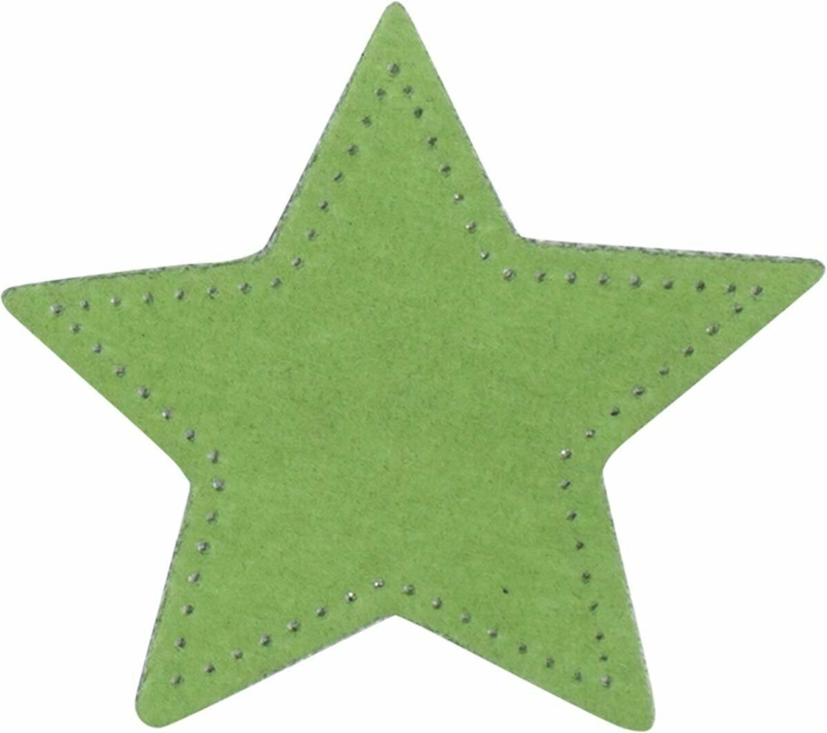 Термонаклейка HKM Textil - Звезда зелёная замшевая 5.3 х 4.7 см 1 шт