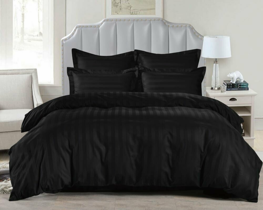 Комплект постельного белья, однотонный страйп-сатин, 2- спальный размер