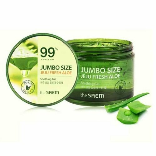 The Saem Экстраувлажняющий многофункциональный гель 99% с алоэ вера 500 мл Jumbo Size Jeju Fresh Aloe Soothing Gel 99%