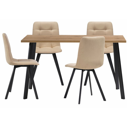 Обеденная группа KAPIOVI ODELIN столешница дуб вотан бежевые стулья 32280₽