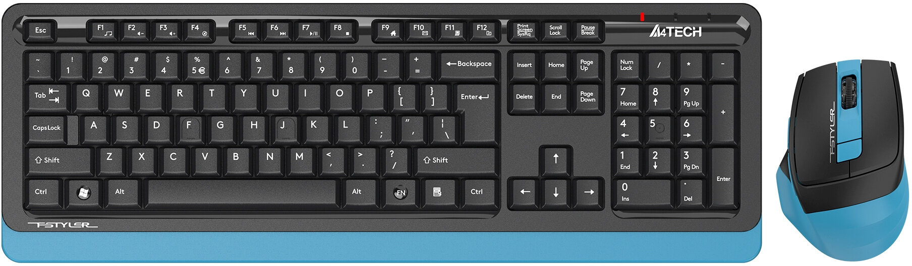 Набор клавиатура+мышь беспроводные A4Tech Fstyler FG1035 радиоканал черный/синий