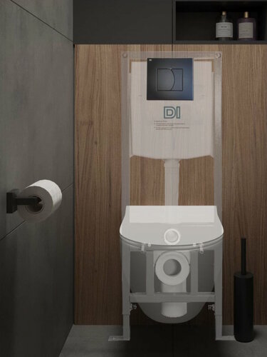 Изображение товара Инсталляция для унитаза подвесного с черной кнопкой ИнкоЭр