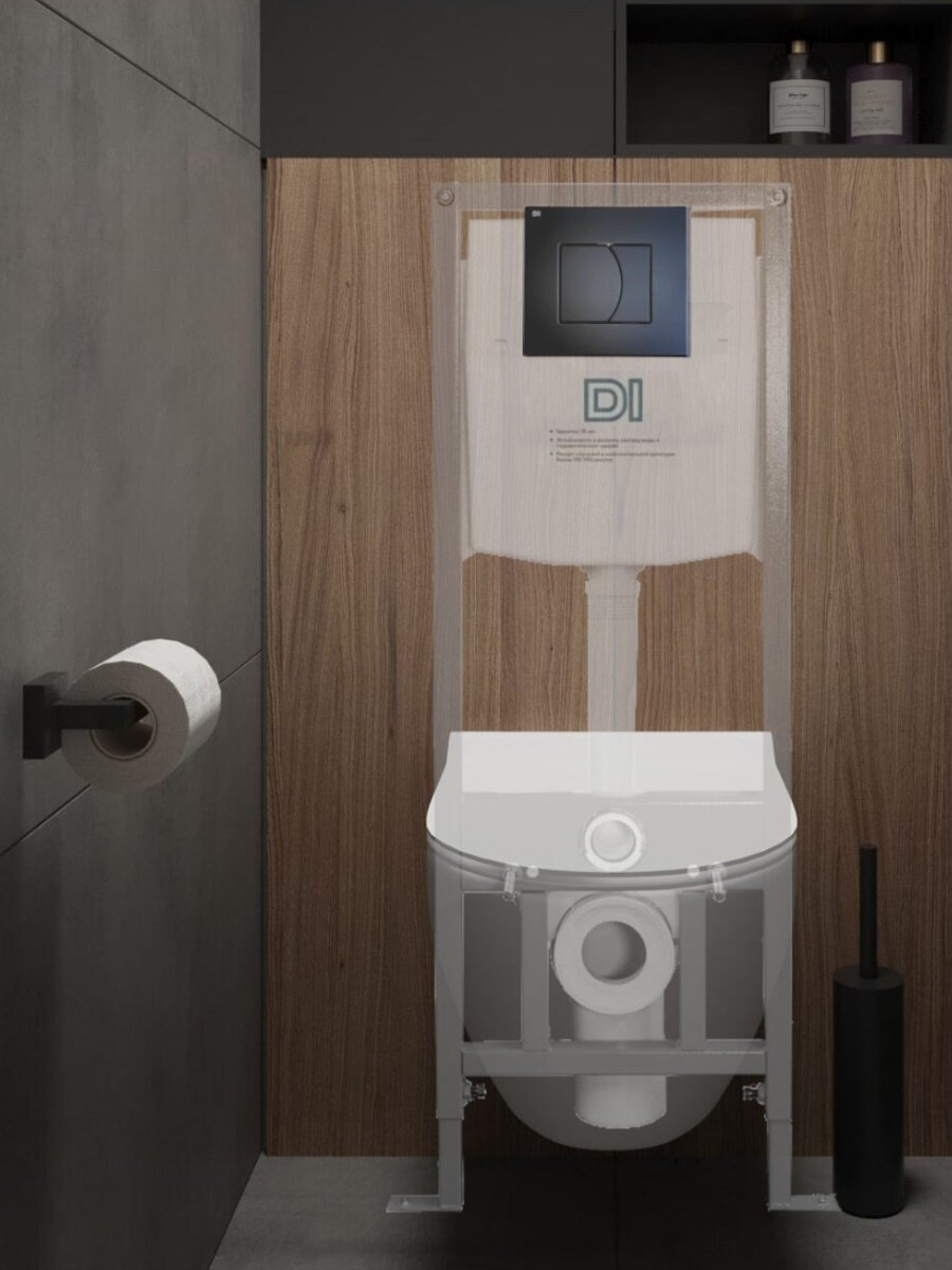 Инсталляция для унитаза подвесного с черной кнопкой ИнкоЭр