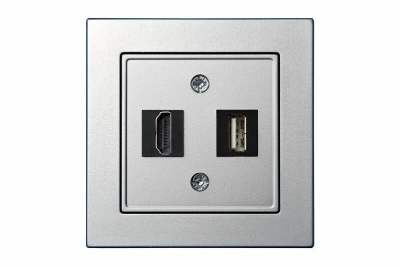 фото LIREGUS Розетка HDMI и USB для Передачи Данных Серебро LIREGUS EPSILON