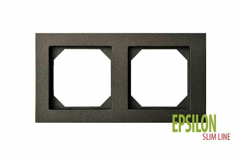 фото LIREGUS Рамка Двухместная Антрацит SLIM (Универсальный Монтаж) LIREGUS EPSILON