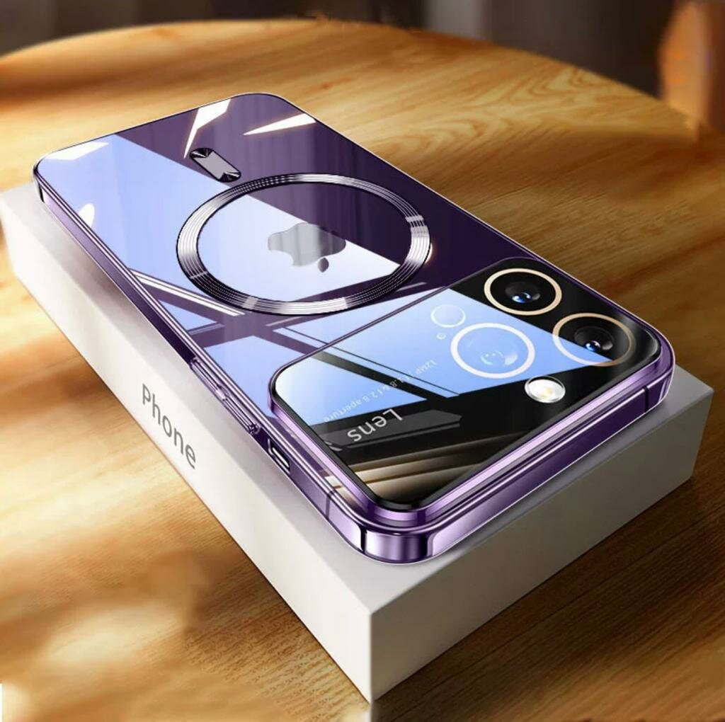 Чехол Premium на Apple IPhone 11 Magsafe / Айфон 11 с Магсейф / с магнитом / Силиконовый / Прозрачный / Фиолетовый