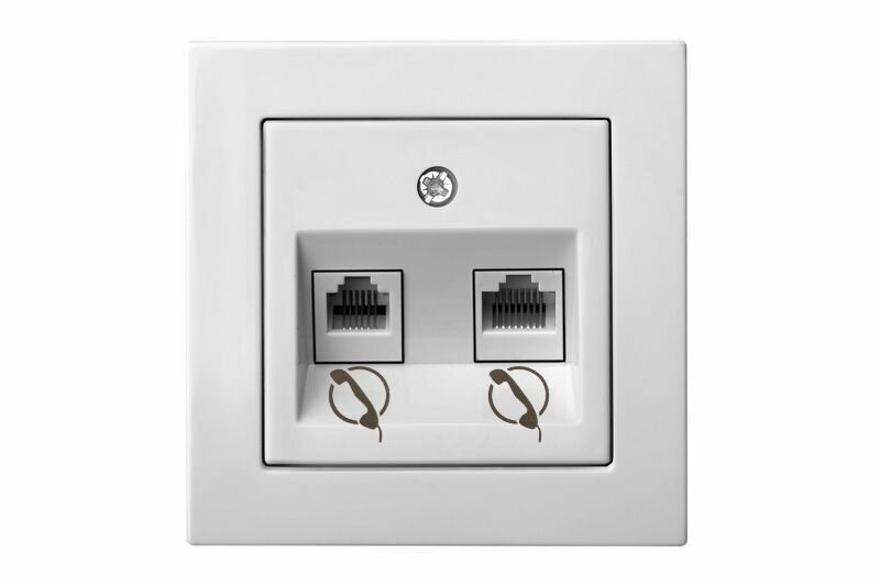 фото LIREGUS Розетка Телефонная Двойная (2хRJ11) Белая LIREGUS EPSILON