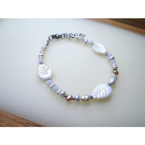 Браслет K&A, перламутр, гематит, размер 19 см, размер one size, розовый, белый