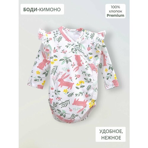 фото Боди bebo, размер 68, желтый, розовый, белый