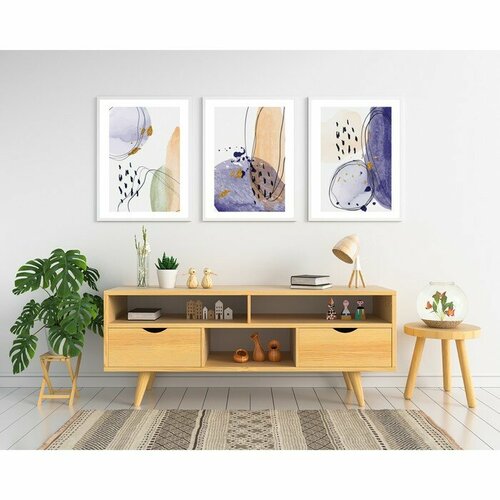 Houseinterio Набор интерьерных постеров (плакатов) 30х40 см, 3 шт, 250 гр/м2, 6-016,