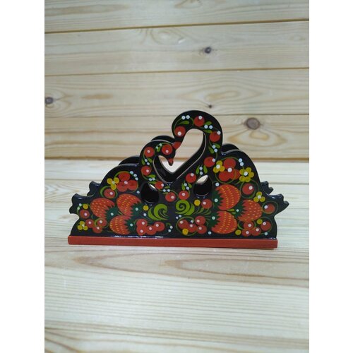 Салфетница деревянная Лебеди хохлома 610₽