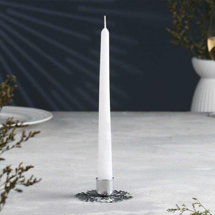 Подсвечник "Снежинка" металл на одну свечу, 8,5х2,7 см, хром 9928341 - фотография № 1