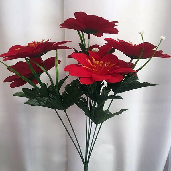 Букет "Георгин бархат Орнелла" / 7 веток h 47см. цвет красный