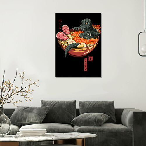 Интерьерная картина на холсте - Годзилла в рамене 50х70