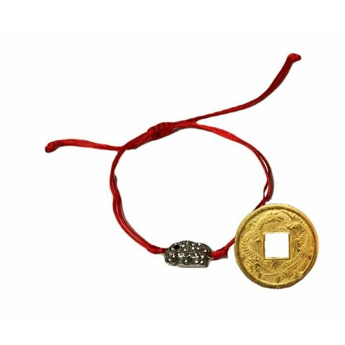 Браслет Красная нить со слоником (денежный оберег на левую руку) + монета 