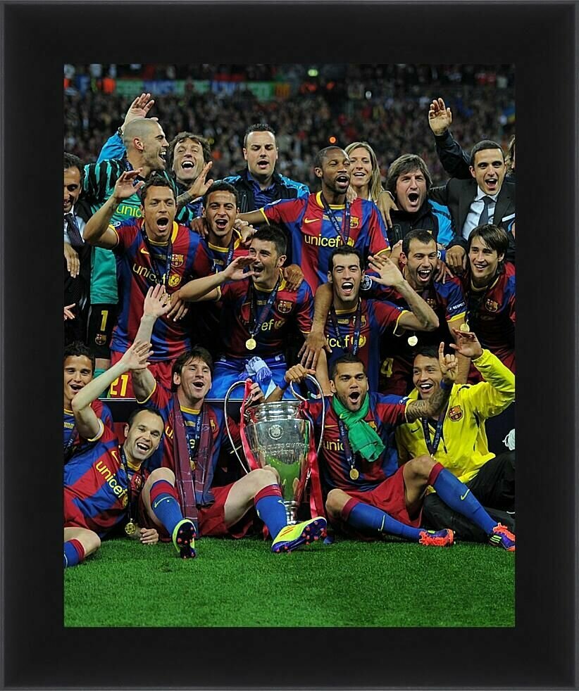 Плакат постер на бумаге Победа в Лиге Чемпионов 2011. ФК Барселона. FC Barcelona. Размер 42 х 60 см