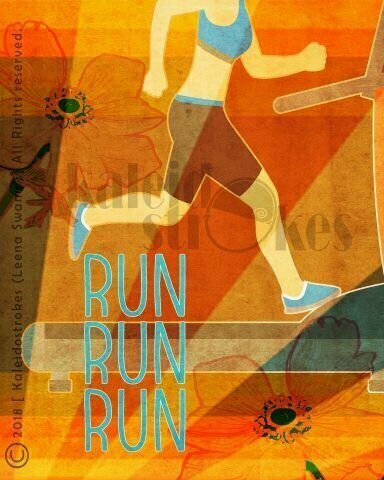Плакат, постер на бумаге Running-Бег. Размер 21 х 30 см
