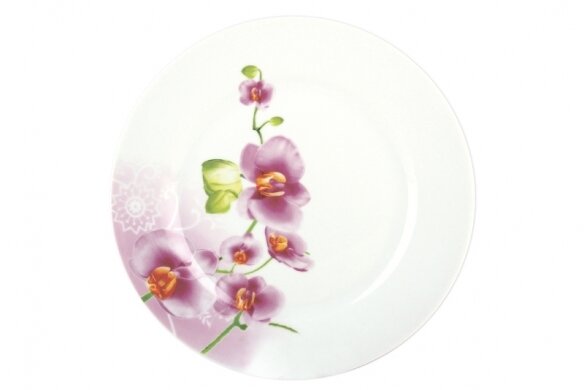 фото Тарелка обеденная OV1203-2 коралл "Орхидея" d-23см керам. кругл.