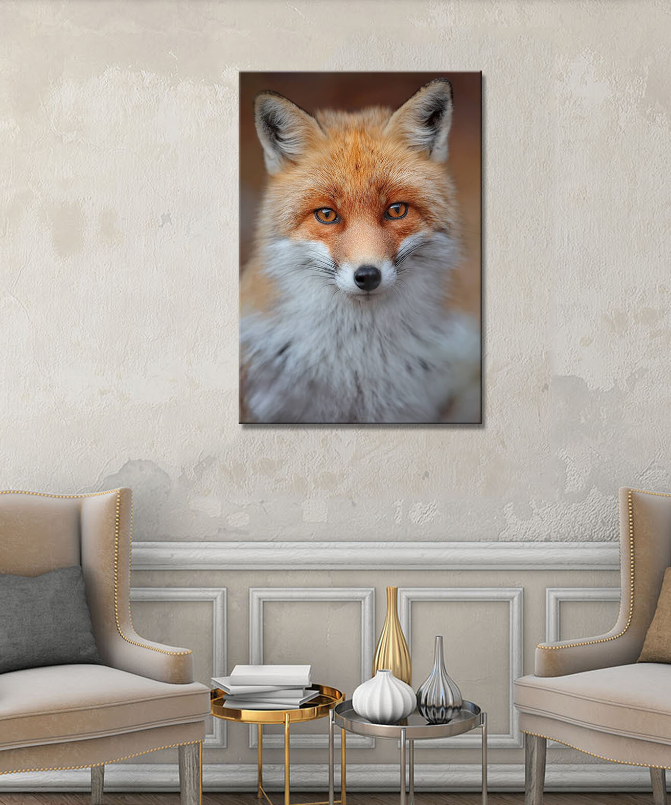 Картина - Лиса, лис, лисы, лисичка, лисенок, лисица, рыжая лиса, лиса в лесу, мордочка лисы (44) 30х40