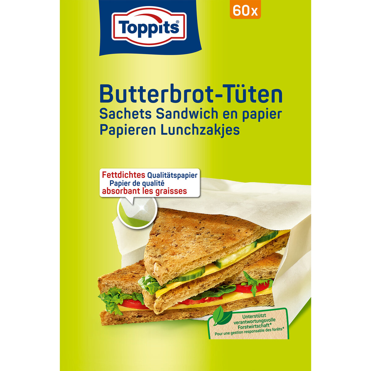 Бумажные пакеты для бутербродов Toppits 60 шт.
