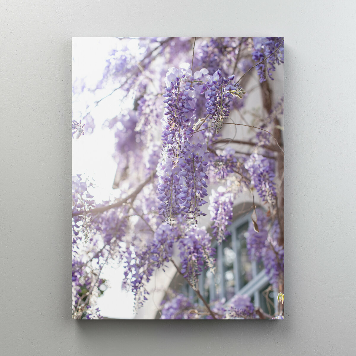 Интерьерная картина на холсте "Фиолетовая цветущая лиана" цветы и растения, размер 22x30 см