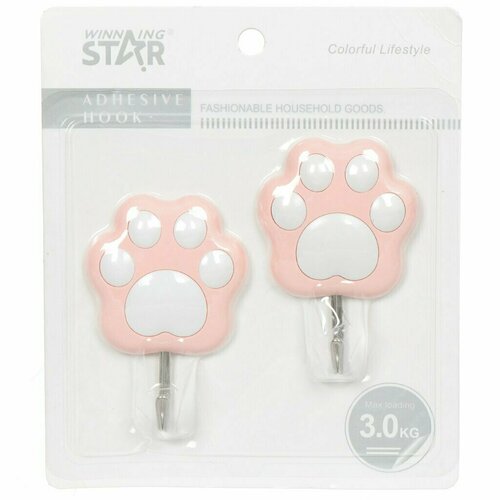 Крючок самоклеящийся, 2 шт, в ассортименте, Лапки, Y523. 317172