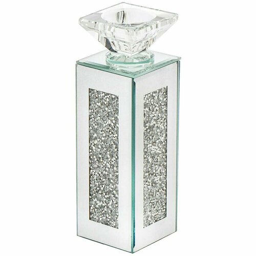 Подсвечник декоративный стекло, 1 свеча, 6х6х19 см, Блеск, Y4-6565
