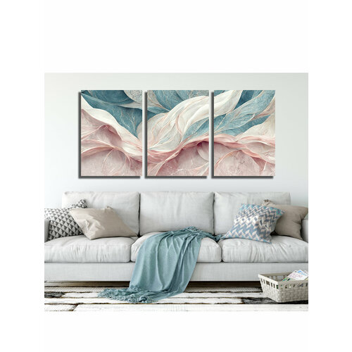 Картина на холсте LOFTime 3шт 70х50 абстракция 3D ГОЛ РОЗ К-416-5070