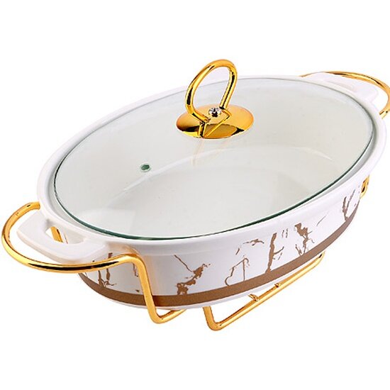 Мармит Loraine 1 2л на 1 свечу с крышкой  на подставке  31395 