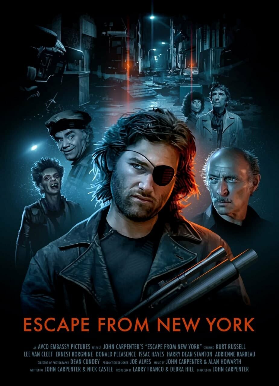 Плакат постер на бумаге Побег из Нью-Йорка (Escape from New York 1981г). Размер 30 х 42 см