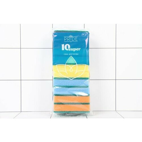 Губка бытовая с чистящим слоем 100*65*25мм набор из10шт Супер-10 гх-003