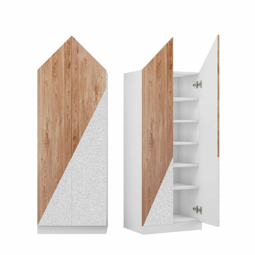 Шкаф "Норвежский лес" с декором 4 - Белый металлик