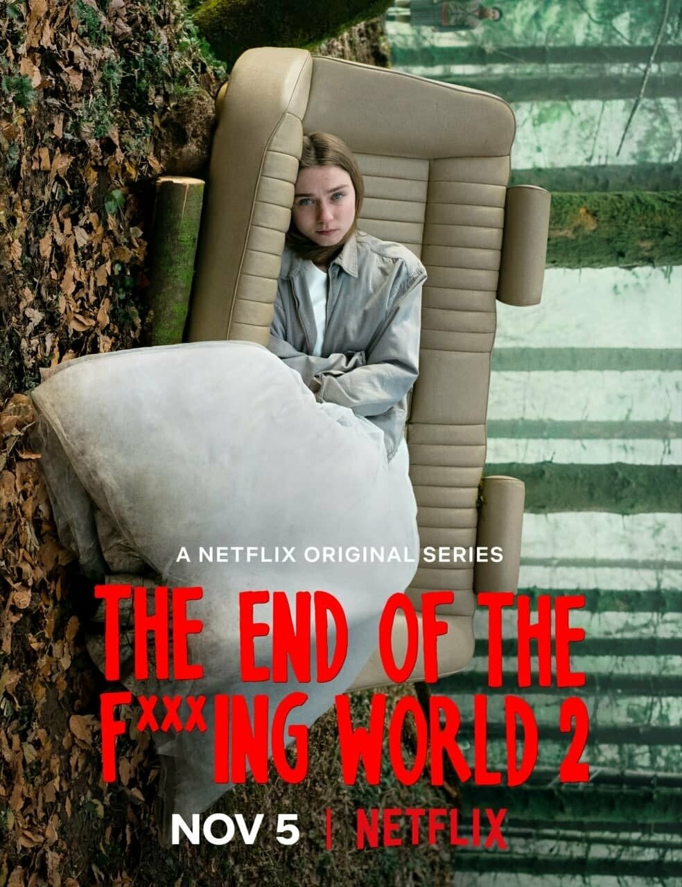 Плакат, постер на бумаге Конец ***го мира (The End Of The F***ing World, 2017-2019г). Размер 21 х 30 см