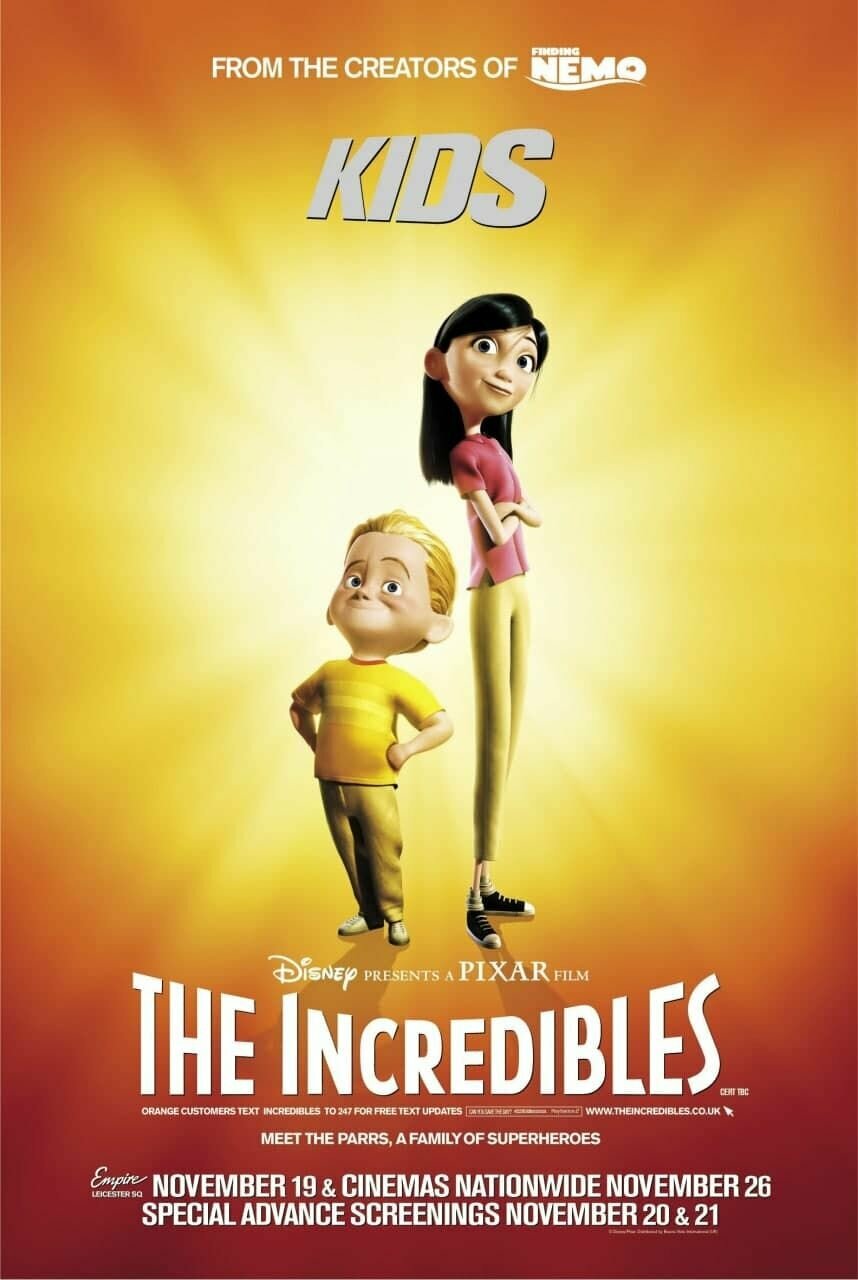 Плакат, постер на бумаге Суперсемейка (The Incredibles, 2004г). Размер 42 х 60 см