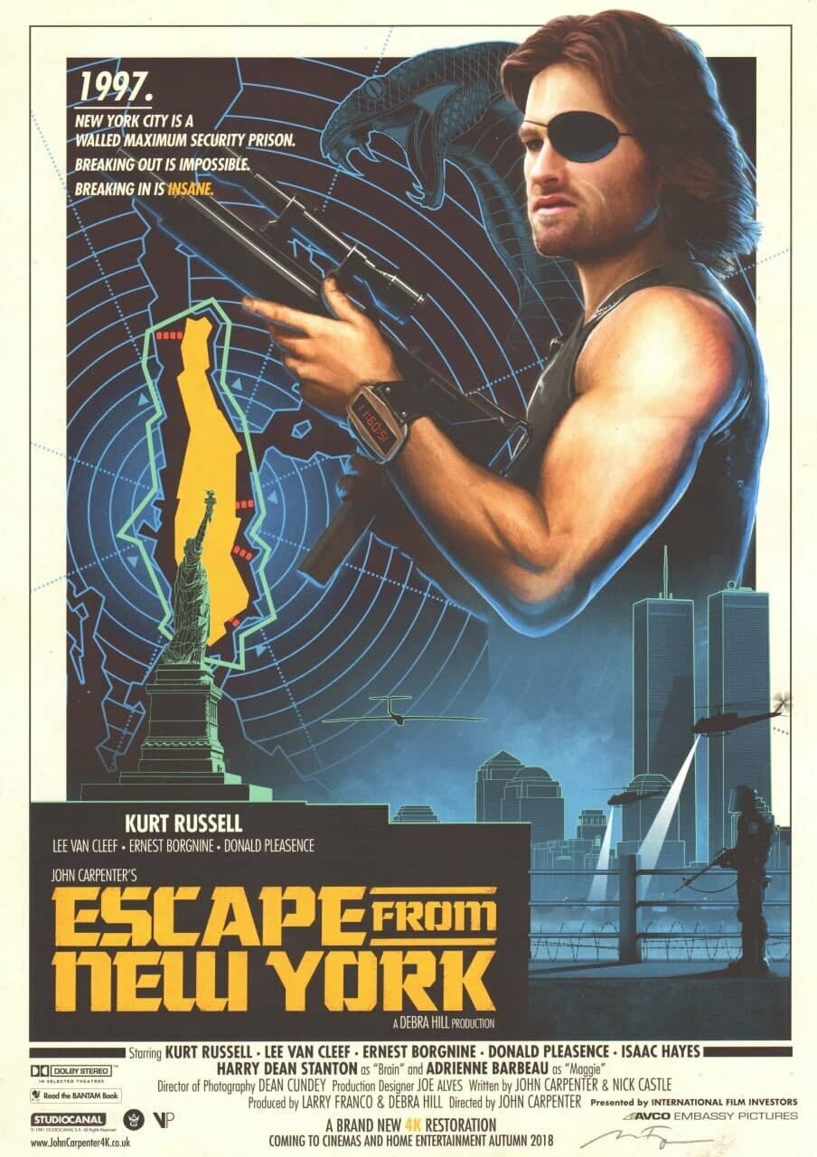 Плакат постер на бумаге Побег из Нью-Йорка (Escape from New York 1981г). Размер 30 х 42 см