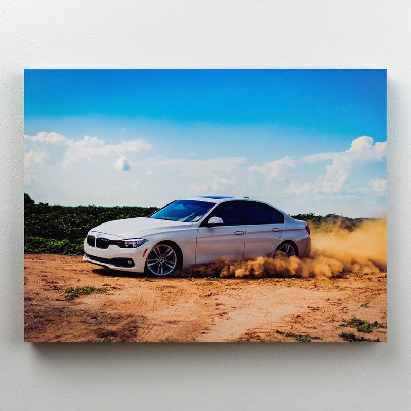 Интерьерная картина на холсте "BMW 3 Series (F30) - дрифт по песку" размер 30x22 см