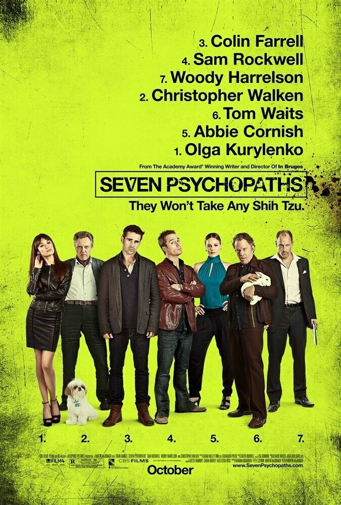 Плакат постер на бумаге Семь психопатов (Seven Psychopaths) Мартин МакДона. Размер 21 х 30 см