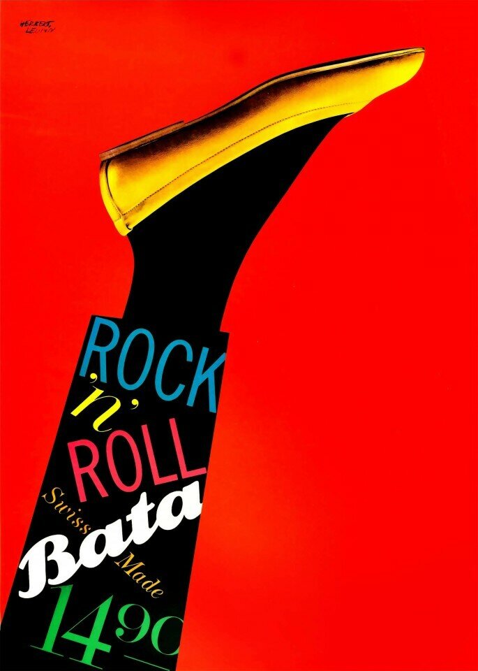 Плакат, постер на бумаге Herbert LEUPIN-Rock n Roll Bata/Герберт Лёйпин-Рок-н-ролл Бата. Размер 42 х 60 см